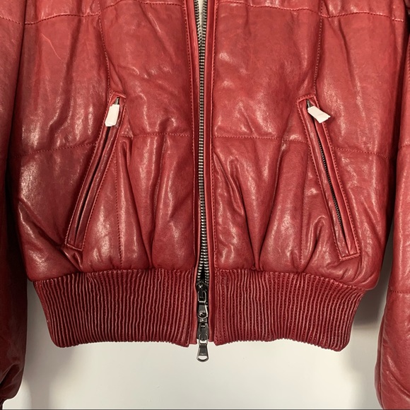 VERONICA BEARD Bordeaux Red Malin Quilted Leather Bomber Jacket - Picture 4 of 15